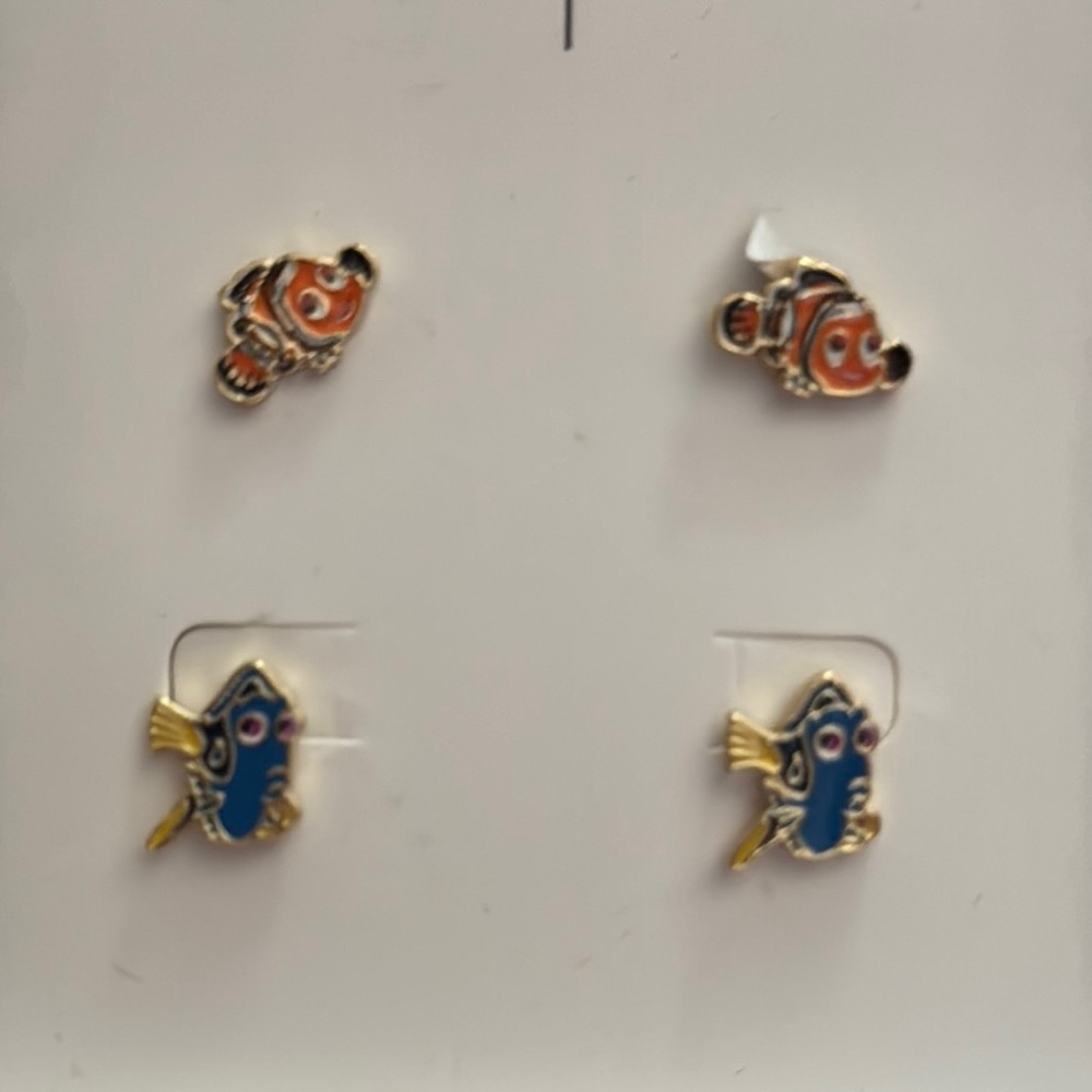 Fish-Themed Orange and Blue Earrings